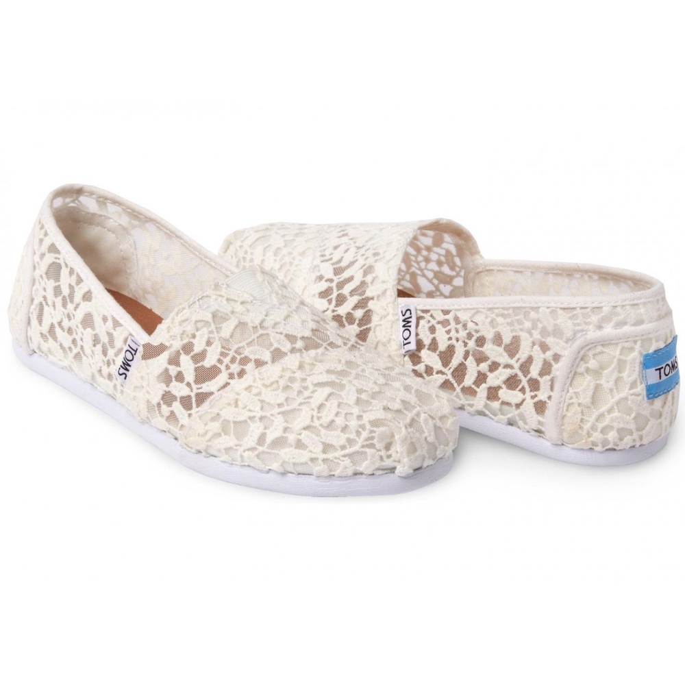 Toms Lace Leaves Classic Slip-On, Wedding Size 7.5